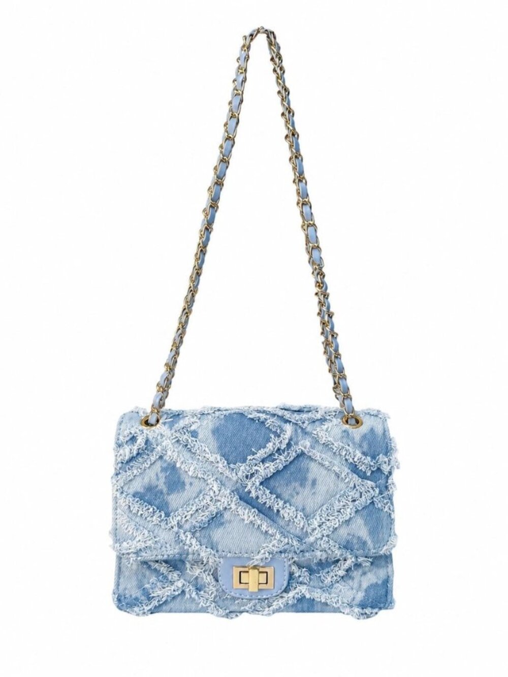 Quilted Denim Purse for Women Small Jean Shoulder Bag Crossbody